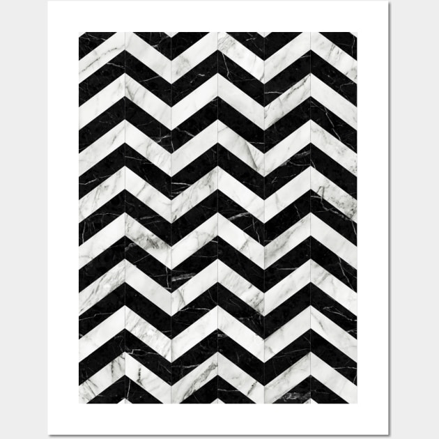 Marble Chevron Pattern 2 - Black and White Wall Art by ZoltanRatko